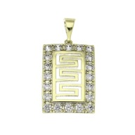 86707 Zawieszka stal chirurgiczna 316L pozłacana 14k grecka z cyrkoniami