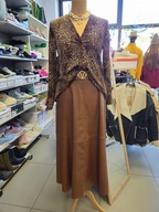 Spódnica brązowa karmel długa ekoskóra r. Uni Italy !!!