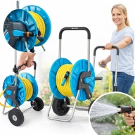 WÓZEK STOJAK NA WĄŻ OGRODOWY METALOWY WYTRZYMAŁY 1/2 60M STABILNY