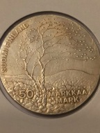 MONETA srebrna 50 MAREK Finlandia 1983r - Bieg przez płotki.