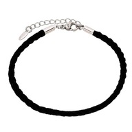 84796 Bransoletka srebrna stal chirurgiczna 316L czarny sznurek