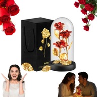 WIECZNA RÓŻA LED W SZKLE ŚWIECĄCA NA WALENTYNKI DZIEŃ KOBIET Z OŚWIETLENIEM