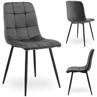 KRZESŁO WELUROWE PIKOWANE TAPICEROWANE METALOWE NOGI DO JADALNI SALONU LOFT