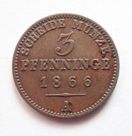 Prusy 3 pfenninge 1866 A