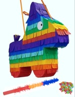 Piniata Osioł / Osiołek 40*40*8cm. Zestaw z kijem i konfetti.