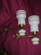 Stare kinkiety mosiężne z kloszami białymi