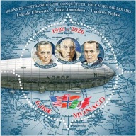 Monako 2026 Znaczki Blok ** Arktyka biegun północny lotnictwo zeppelin mapa