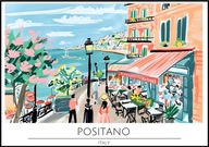 A2 PLAKAT ROMANTYCZNE MIASTO POSITANO WŁOCHY ITALY KAMPANIA AKWARELA