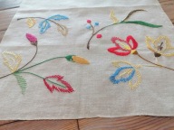 WIEKOWA LNIANA RĘCZNIE WYKONANA HAFTOWANA MAKATKA KILIM KWIATY 53 x 80