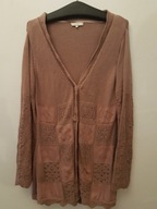 KARDIGAN DAMSKI SWETER R.M/L PŁASZCZYK BOHO CREAM