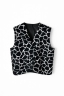 Czarna pluszowa welurowa kamizelka vintage oversize geometryczny wzór