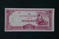 Banknot Birma 10 rupees okupacja Japońska 1942 rok stan 1/1-!!!