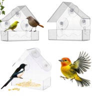 KARMNIK DLA PTAKÓW WISZĄCY PRZEZROCZYSTY NA SZYBĘ OKNO