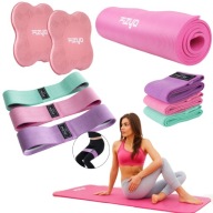 ZESTAW DO ĆWICZEŃ FITNESS/PILATES 3X TAŚMY OPOROWE BAND PODKŁADKI MATA JOGA