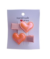 Mini spinki do włosów dla niemowląt dziewczynek serduszka handmade 2 szt.