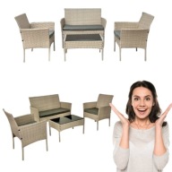 ZESTAW MEBLI OGRODOWYCH TARAS OGROD BALKON STÓŁ KRZESŁA SOFA TECHNORATTAN