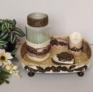 WAZON ŚWIECA SERCE PODSTAWKA komplet dekoracyjny