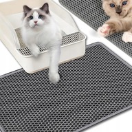 MATA POD KUWETĘ WYCIERACZKA Dla Kota Dwuwarstwowa Szara DUŻA XXL 60x45 cm