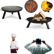 PALENISKO OGRODOWE 60cm Z UCHWYTAMI DUŻE SOLIDNE STALOWE OGNISKO GRILL
