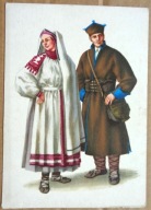 POCZTÓWKA - MARIA ORŁOWSKA-GABRYŚ - STRÓJ BIŁGORAJSKI - grafika lata 60-te