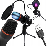 MIKROFON DO KOMPUTERA POJEMNOŚCIOWY GAMINGOWY STUDYJNY KARAOKE FILTR USB