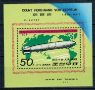 Korea Północna 1979 Znaczki Bl 55A ** lotnictwo zeppelin