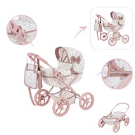 Wózek dla lalek Kinderplay KP0263B – głęboka gondola, torba i koszyk, mocny