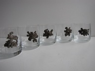 SZKLANKI LITERATKI MOTYW MYŚLIWSKI OKUCIA ZESTAW 5 SZT TANIO