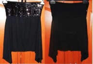 Bluzka top imprezowy koktajlowy czarny cekiny 36/38 JS