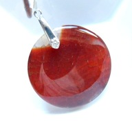 Agat ognisty, pomarańczowy wisior na rzemieniu