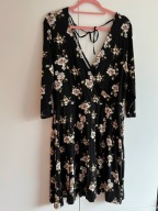 Even&Odd czarna sukienka w kwiaty kwiatki wiskozowa 46 XXL