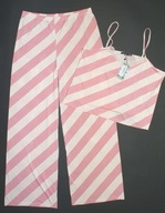 BOOHOO_Piękna PIŻAMA KOMPLET DOMOWY_paski kremowe róż lejąca METKA_42