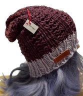 Fioletowa czapka z miłej w dotyku włóczki, wegańska, handmade