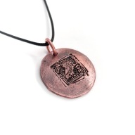 Ateńska sowa - wisior z miedzi. Kuty jak tysiące lat temu. Destrukt.