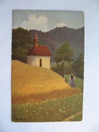 ZAGINIONY ŚWIAT KAPLICZKA NA WZGÓRZU przedwojenna POCZTÓWKA