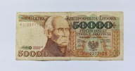 50000 ZŁOTYCH 1989 seria AL, rzadsza