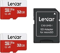 2X KARTA PAMIĘCI LEXAR 32GB MICRO SD Z ADAPTEREM DO 100 MB/S U1 CLASS10 V10