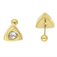 65720 Kolczyki złota stal chirurgiczna piercing trójkąt z cyrkonią