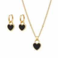 komplet biżuterii ZST01 serce naszyjnik, kolczyki stal nierdzewna 316L