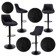 HOKER OBROTOWY KRZESŁO CZARNY TAPICEROWANE PIKOWANY Z OPARCIEM REGULOWANY