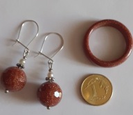 Kolczyki : piasek pustyni - fasetowane kule 10mm+ gratis, srebro 925