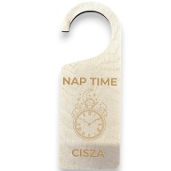 Drewniana zawieszka na drzwi Nap Time Cisza tabliczka nie przeszkadzać
