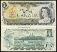 BNA - KANADA 1 Dolar Dollar 1973 NR 0026028 # P85a seria dwuliterowa # VF++
