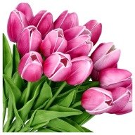 Zestaw 2 szt Tulipany Sztuczne Gumowe Jak Żywe Bukiet 10szt 34cm Amarant