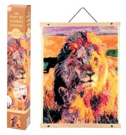 DUŻY OBRAZ MALOWANIE PO NUMERACH 40x54 cm + FARBY, PĘDZLE, RAMA Lew
