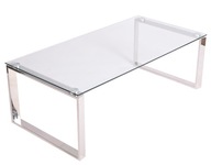 ŁAWA STOLIK KAWOWY Srebrna CHROM SZKŁO