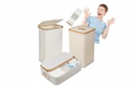 KOSZ NA PRANIE WĄSKI Z POKRYWĄ SCHOWEK NA UBRANIA 63L Z KLAPĄ WYSOKI 70cm