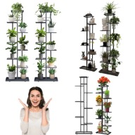 KWIETNIK STOJĄCY METALOWY CZARNY LOFT STOJAK NA KWIATY WYSOKI 141CM