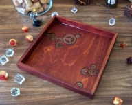 Drewniana tacka do rzucania kości - steampunk, industrial. Rękodzieło