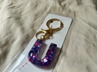 zawieszka do torebki breloczek do kluczy brelok litera U brokatowy SZYBKO